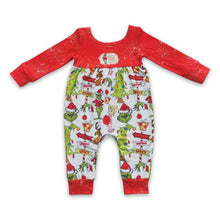 Load image into Gallery viewer, Red long sleeves green face gifts baby girls Christmas romper