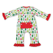 Load image into Gallery viewer, Christmas tree ruffle baby girls zipper romper