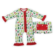 Load image into Gallery viewer, Christmas tree ruffle baby girls zipper romper