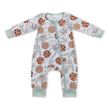 Load image into Gallery viewer, Cookie milk candy cane baby boy Christmas zipper romper