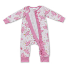 Load image into Gallery viewer, Pink dance ruffle long sleeves baby girls zipper romper