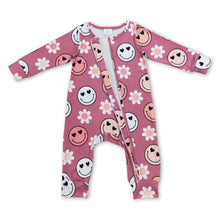 Load image into Gallery viewer, Smile floral heart long sleeves baby girls zipper romper