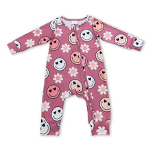 Load image into Gallery viewer, Smile floral heart long sleeves baby girls zipper romper