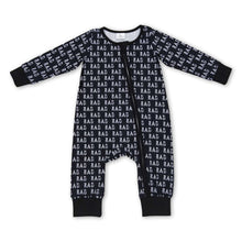Load image into Gallery viewer, Black rad long sleeves baby kids zipper romper