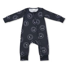 Load image into Gallery viewer, Black smile long sleeves baby kids zipper romper