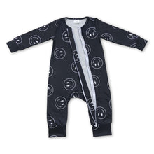 Load image into Gallery viewer, Black smile long sleeves baby kids zipper romper