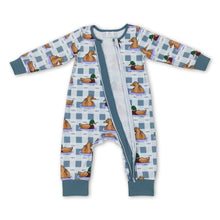 Load image into Gallery viewer, Plaid duck long sleeves baby kids zipper romper