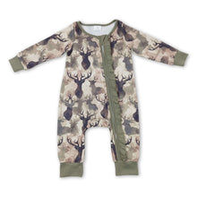 Load image into Gallery viewer, Deer camo long sleeves ruffle baby girls zipper romper