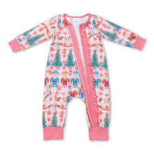 Load image into Gallery viewer, Christmas tree ballet long sleeves ruffle baby girls zipper romper