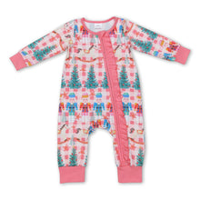 Load image into Gallery viewer, Christmas tree ballet long sleeves ruffle baby girls zipper romper