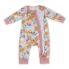 Load image into Gallery viewer, Smile floral leopard baby girls zipper romper