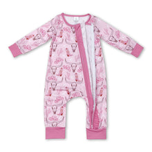 Load image into Gallery viewer, Pink boots cactus bull skull baby girls zipper romper