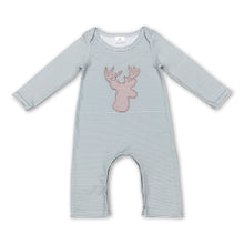 Load image into Gallery viewer, Deer green stripe long sleeves baby kids romper