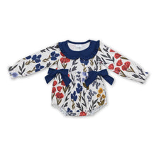 Load image into Gallery viewer, Long sleeves floral bow baby girls romper