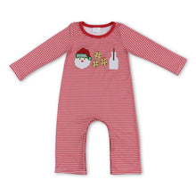 Load image into Gallery viewer, Santa cookie milk stripe long sleeves baby boy Christmas romper