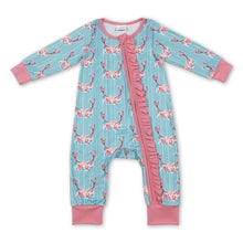 Load image into Gallery viewer, Deer floral long sleeves baby girls zipper romper
