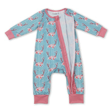 Load image into Gallery viewer, Deer floral long sleeves baby girls zipper romper