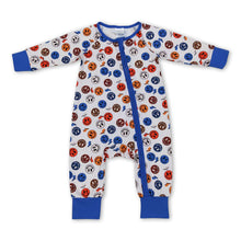 Load image into Gallery viewer, Blue smile long sleeves baby boy zipper romper