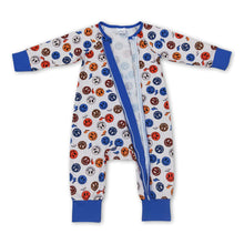 Load image into Gallery viewer, Blue smile long sleeves baby boy zipper romper