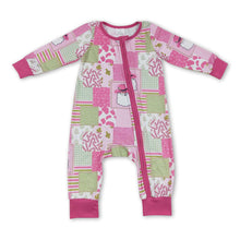 Load image into Gallery viewer, Cowgirl santa patchwork pink baby Christmas romper