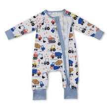 Load image into Gallery viewer, Constructions long sleeves baby boy zipper romper