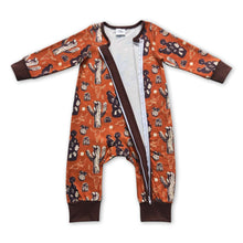 Load image into Gallery viewer, Brown cactus long sleeves baby kids zipper romper
