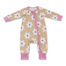 Load image into Gallery viewer, Smile flower long sleeves baby girls zipper romper
