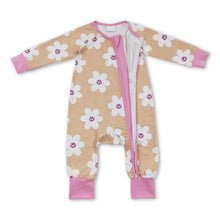 Load image into Gallery viewer, Smile flower long sleeves baby girls zipper romper