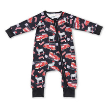 Load image into Gallery viewer, Dog fire truck long sleeves baby boy zipper romper