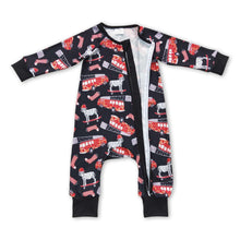 Load image into Gallery viewer, Dog fire truck long sleeves baby boy zipper romper