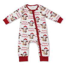 Load image into Gallery viewer, Merry Christmas cow long sleeves baby kids zipper romper