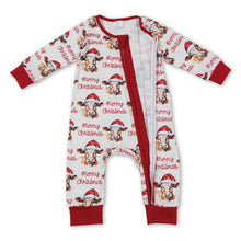 Load image into Gallery viewer, Merry Christmas cow long sleeves baby kids zipper romper
