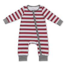 Load image into Gallery viewer, Grey red stripe baby kids Christmas romper