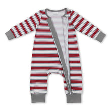Load image into Gallery viewer, Grey red stripe baby kids Christmas romper