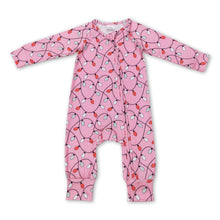 Load image into Gallery viewer, Pink Christmas lighting baby girls zipper romper