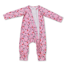 Load image into Gallery viewer, Pink Christmas lighting baby girls zipper romper