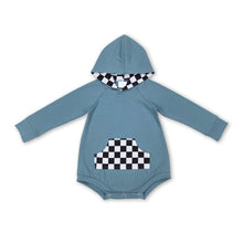 Load image into Gallery viewer, Black plaid long sleeves baby kids hooded romper