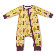 Load image into Gallery viewer, Boots cactus brown baby kids western zipper romper