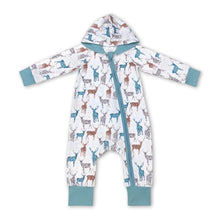 Load image into Gallery viewer, Long sleeves deer hooded baby kids zipper romper