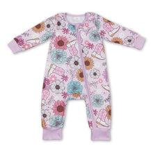 Load image into Gallery viewer, Pink flower boots western baby girls zipper romper