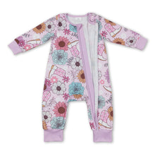 Load image into Gallery viewer, Pink flower boots western baby girls zipper romper