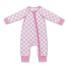 Load image into Gallery viewer, Pink plaid long sleeves baby kids zipper romper