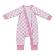 Load image into Gallery viewer, Pink plaid long sleeves baby kids zipper romper