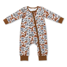Load image into Gallery viewer, Long sleeves khaki camo baby kids zipper romper