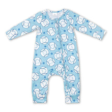 Load image into Gallery viewer, Blue baseball star smile baby boys zipper romper