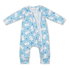 Load image into Gallery viewer, Blue baseball star smile baby boys zipper romper
