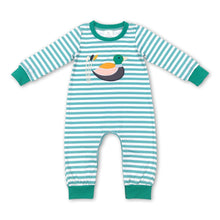 Load image into Gallery viewer, Green stripe duck long sleeves baby boy romper