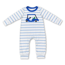 Load image into Gallery viewer, Blue stripe long sleeves golf baby boys romper