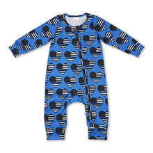 Load image into Gallery viewer, Heart back the blue flag baby kids zipper romper