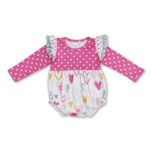 Load image into Gallery viewer, Pink polka dots heart baby girls valentines romper